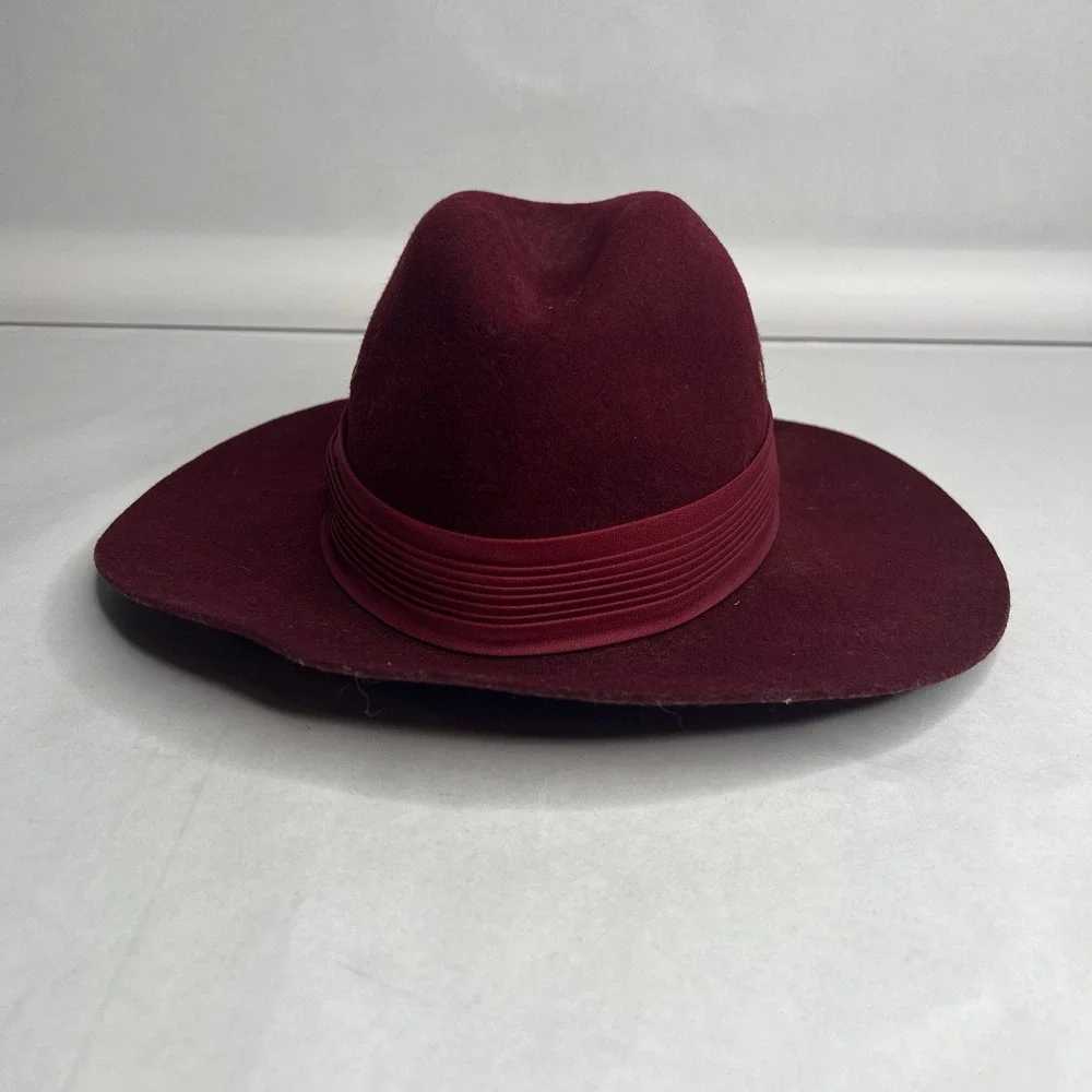 Betmar 100% Wool Felt Fedora Hat Burgundy Womens‎ Registered Hatters Union